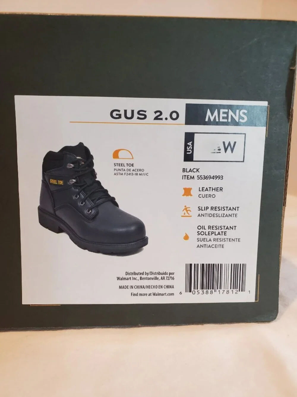 NEW Brahma Men's GUS 2.0 Wide Width Steel Toe Work Boots in Black